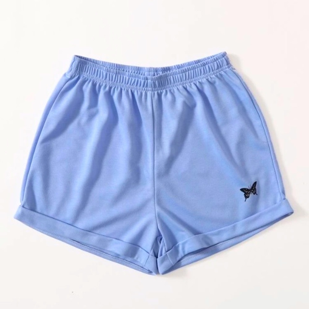 Dusty Blue High Stretch Straight Leg 🦋Butterfly🦋 Soft Comfy Dolphin Shorts NWT
